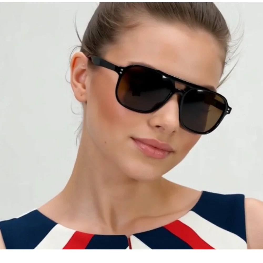 SSunglasses Women Brown Lens Black Frame Fashion UV400 Comfort Lady Female Gafas